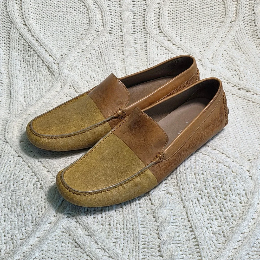Donald J Pliner Dannel Driver Moc Loafers Tan Brown‎ Leather Mens 10M Excellent
